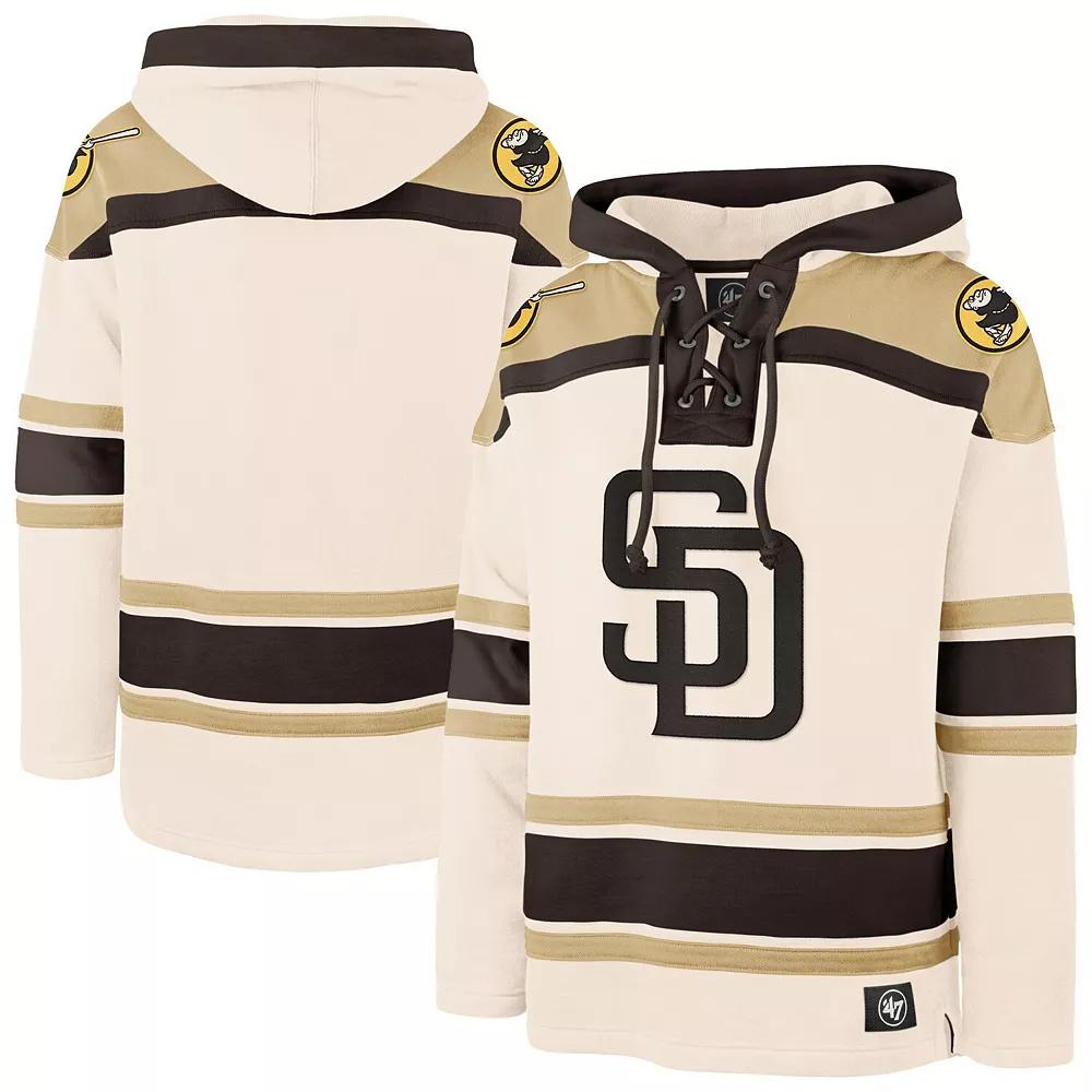 Men's '47 Cream San Diego Padres Superior Lacer Pullover Hoodie,  Product Image
