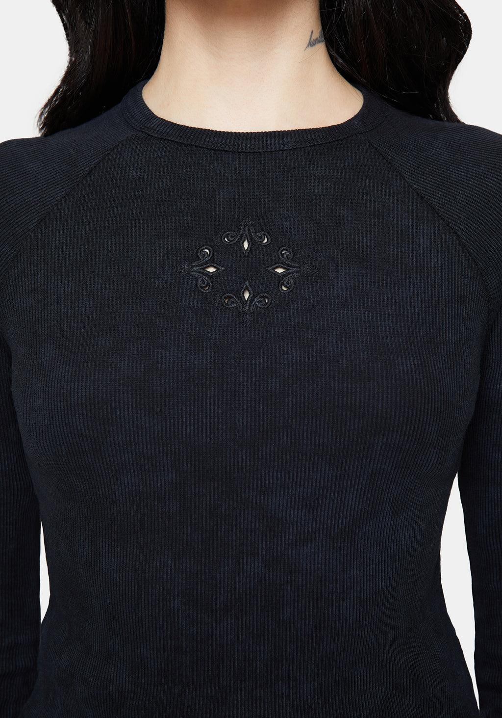 Christina Cotton Cut Out Detail Long Sleeved Top Product Image