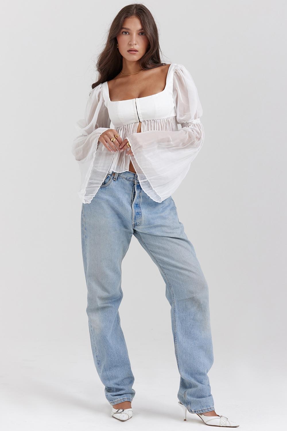 Lucie  white pleated top Product Image