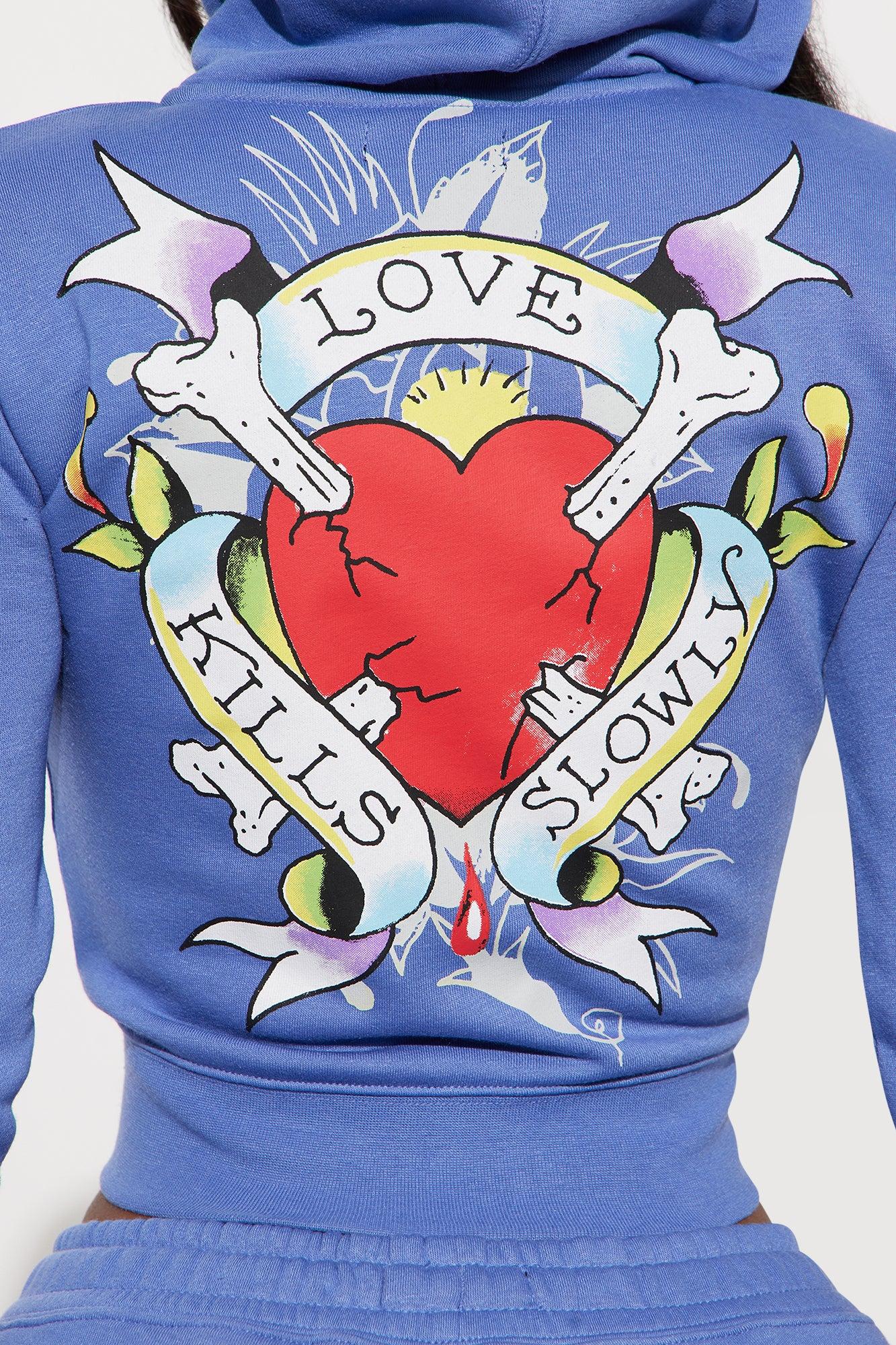 Ed Hardy Free Bird Zip Up Hoodie - Blue Product Image