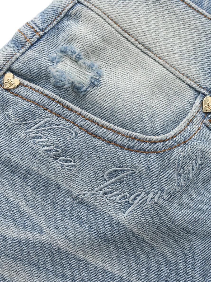 Lexi Low-Rise Light Blue Denim Mini Skirt Product Image
