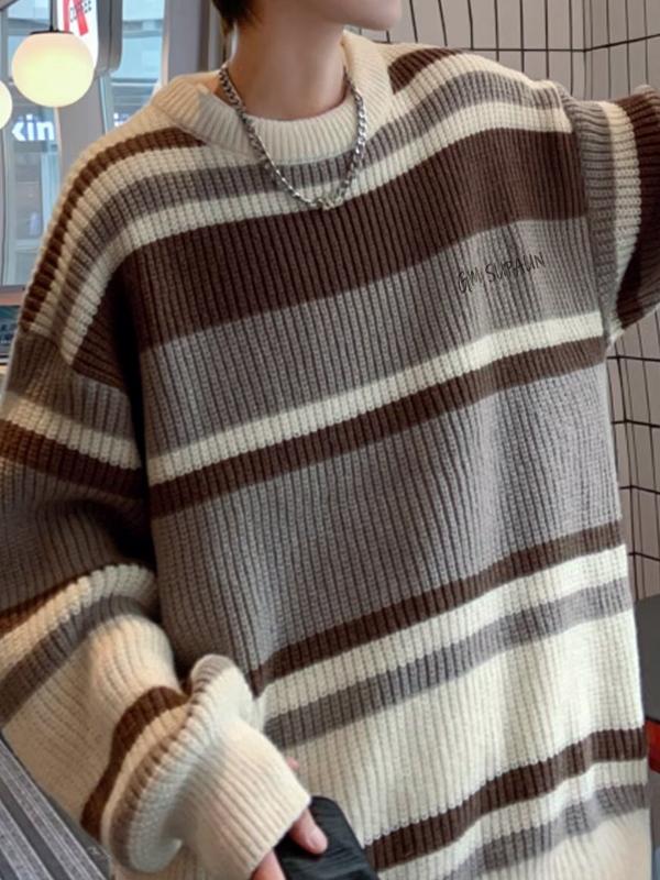 Men's Vintage Stripe Splice Sweater Product Image