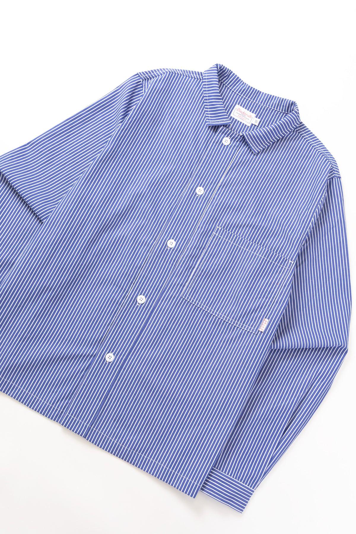 Blacksmith - 'Boxford' Utility Shirt - Thick Blue Stripe Product Image
