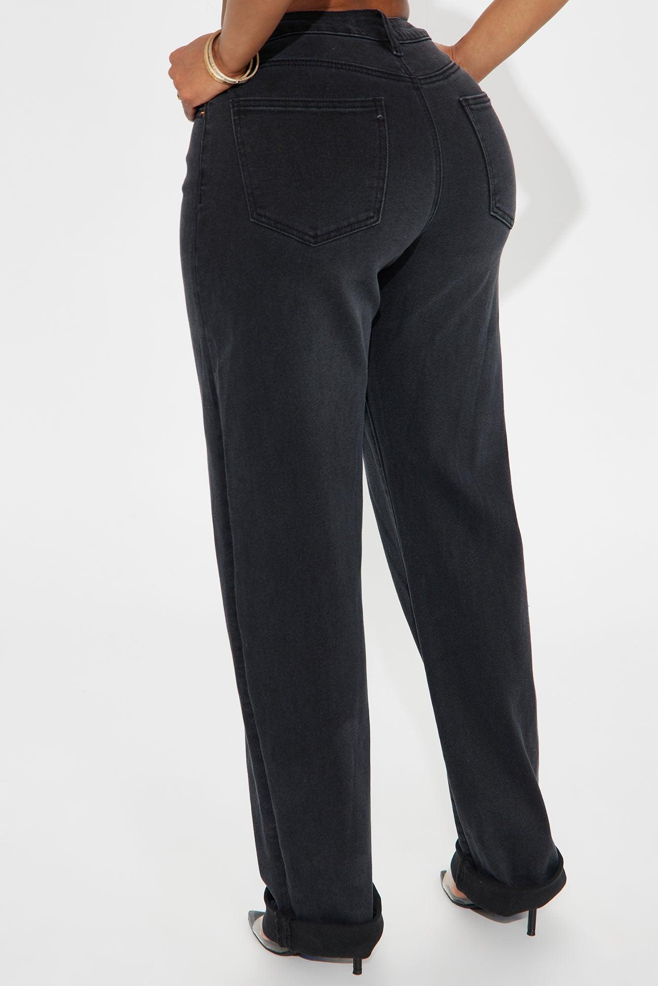 Doin' Time Denim Cuffed Straight Leg - Black Product Image