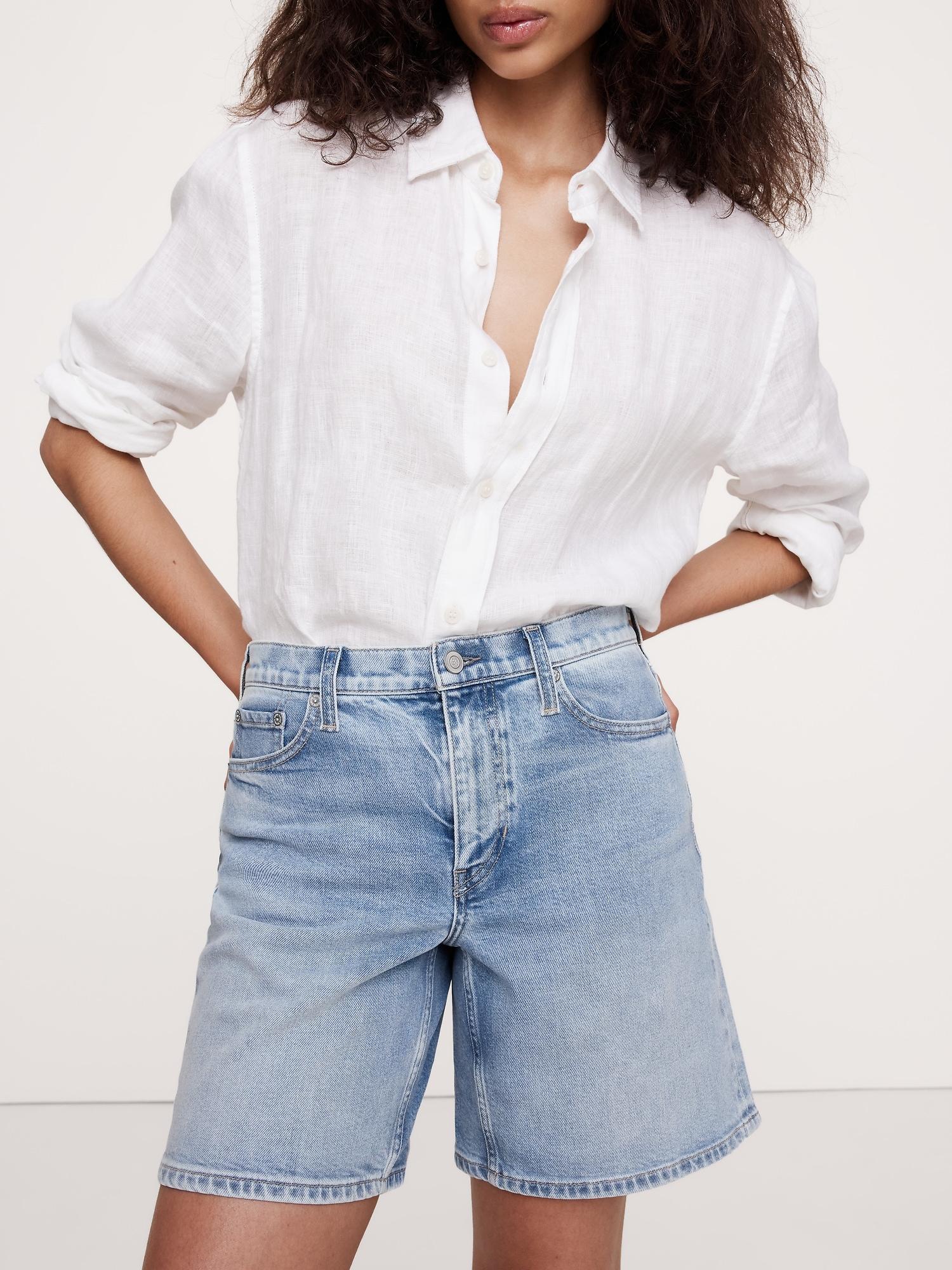 High-Rise Denim 8" Short Product Image