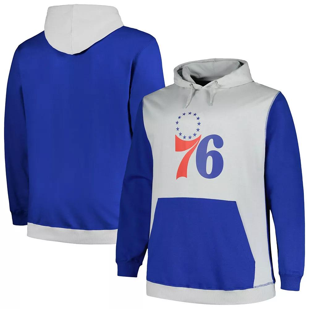 Men's Fanatics Branded Royal/Silver Philadelphia 76ers Big & Tall Primary Arctic Pullover Hoodie,  Product Image