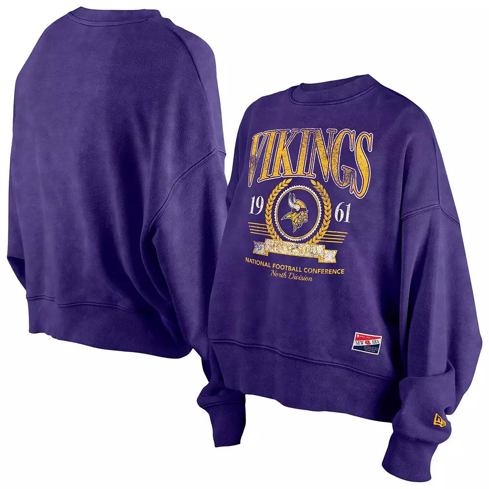 Women's New Era Purple Minnesota Vikings Throwback Boxy Sweatshirt, Size: XL Product Image