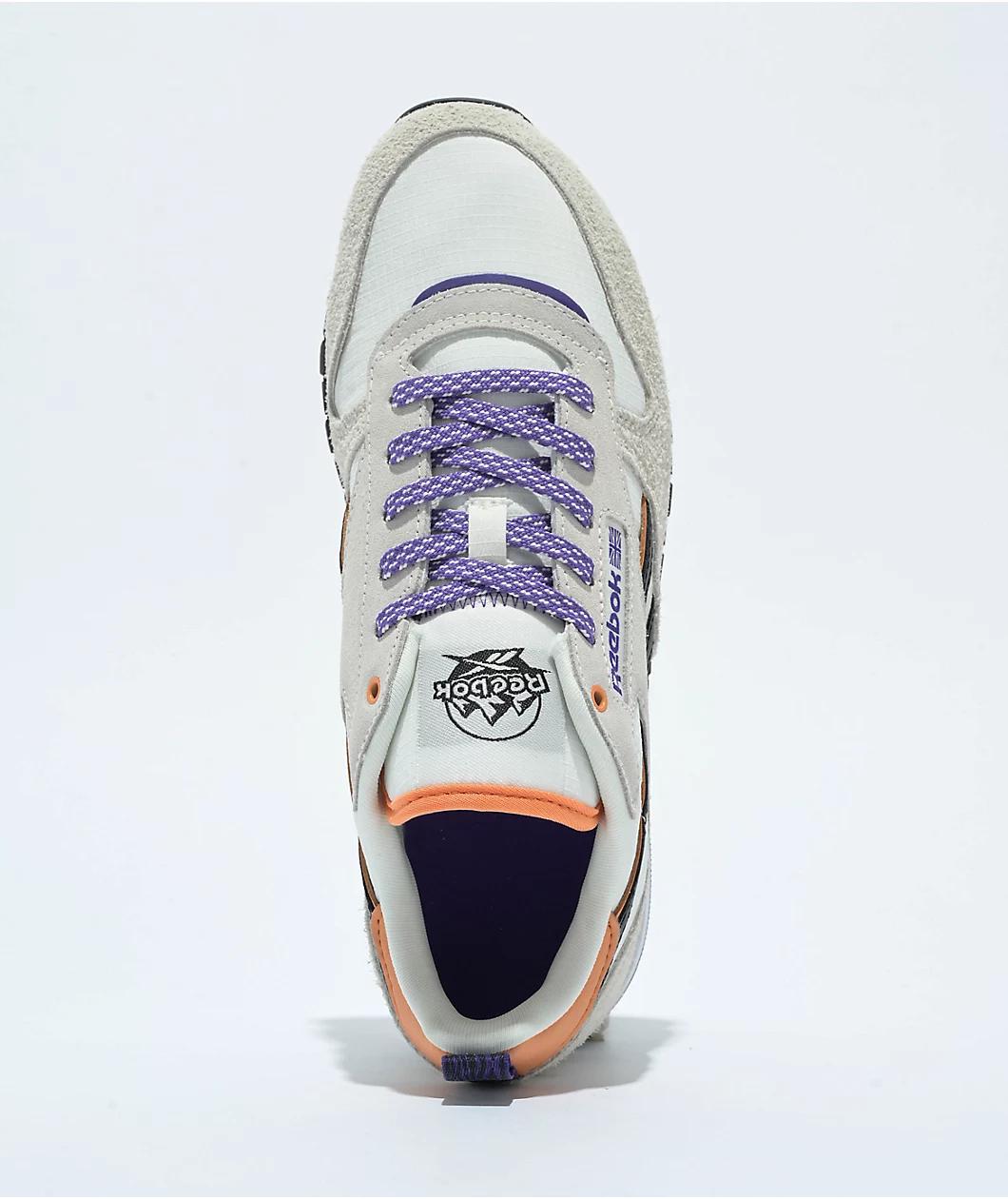 Reebok Classic Leather Chalk, Alabaster, & Dynamic Purple Shoes Product Image
