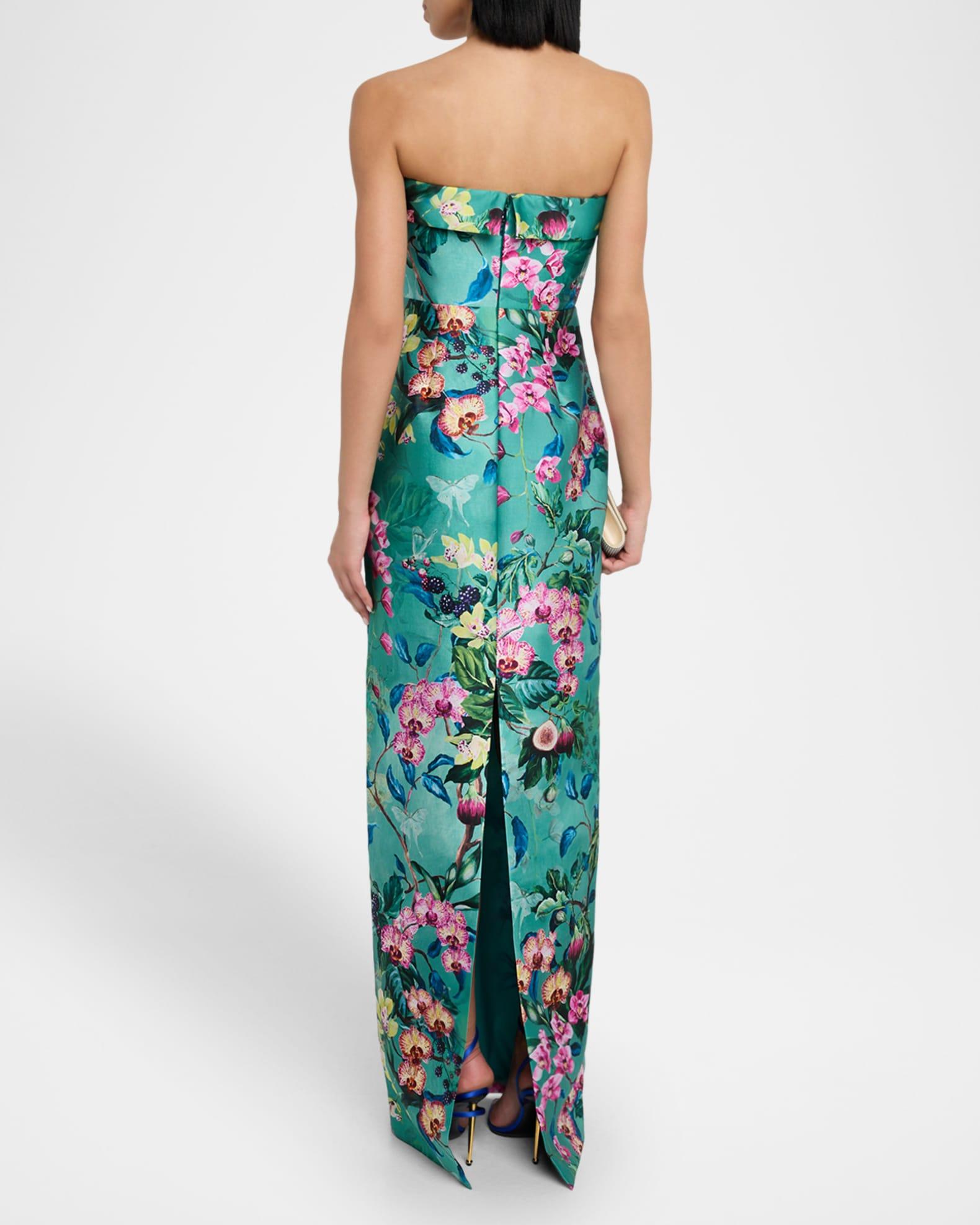 Lulu Floral-Print Mikado Column Gown Product Image