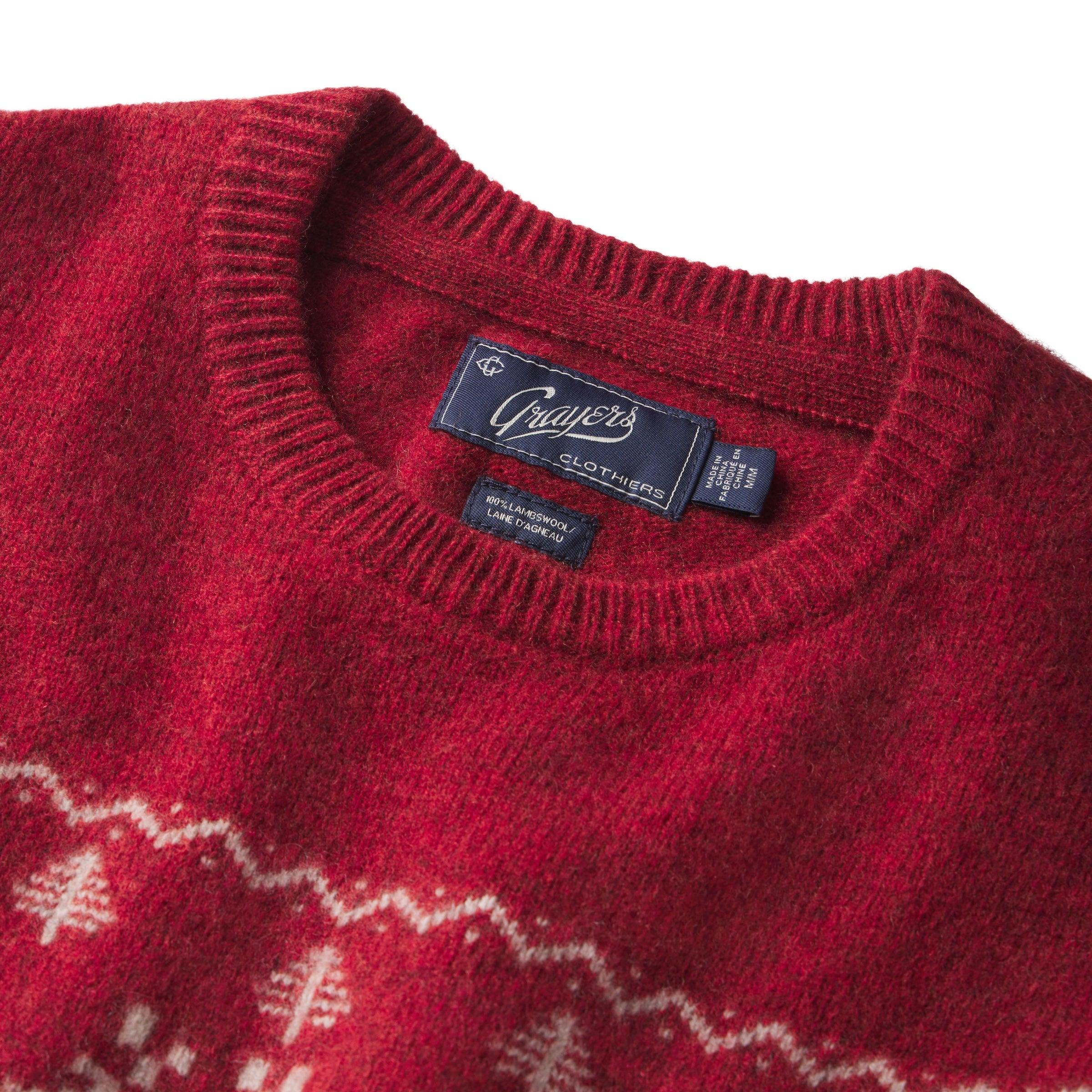 Reindeer Lambswool Sweater Crew - Holiday Red Product Image