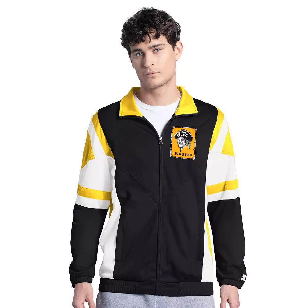 Men's Starter Black/Gold Pittsburgh Pirates Contender Tricot Full-Zip Track Jacket,  Product Image