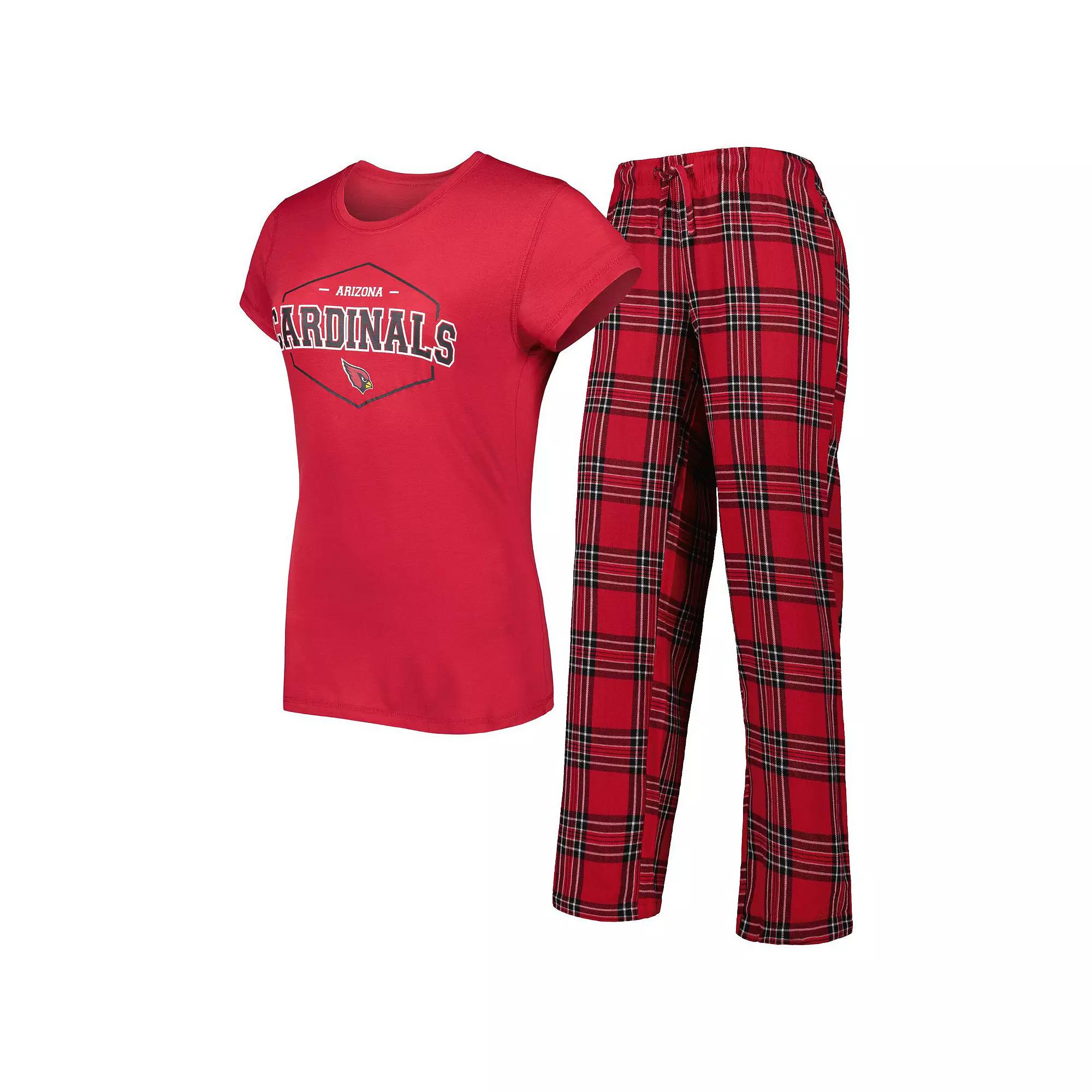Women's Concepts Sport Cardinal/Black Arizona Cardinals Badge T-Shirt & Pants Sleep Set, Size: 2XL, Red Product Image