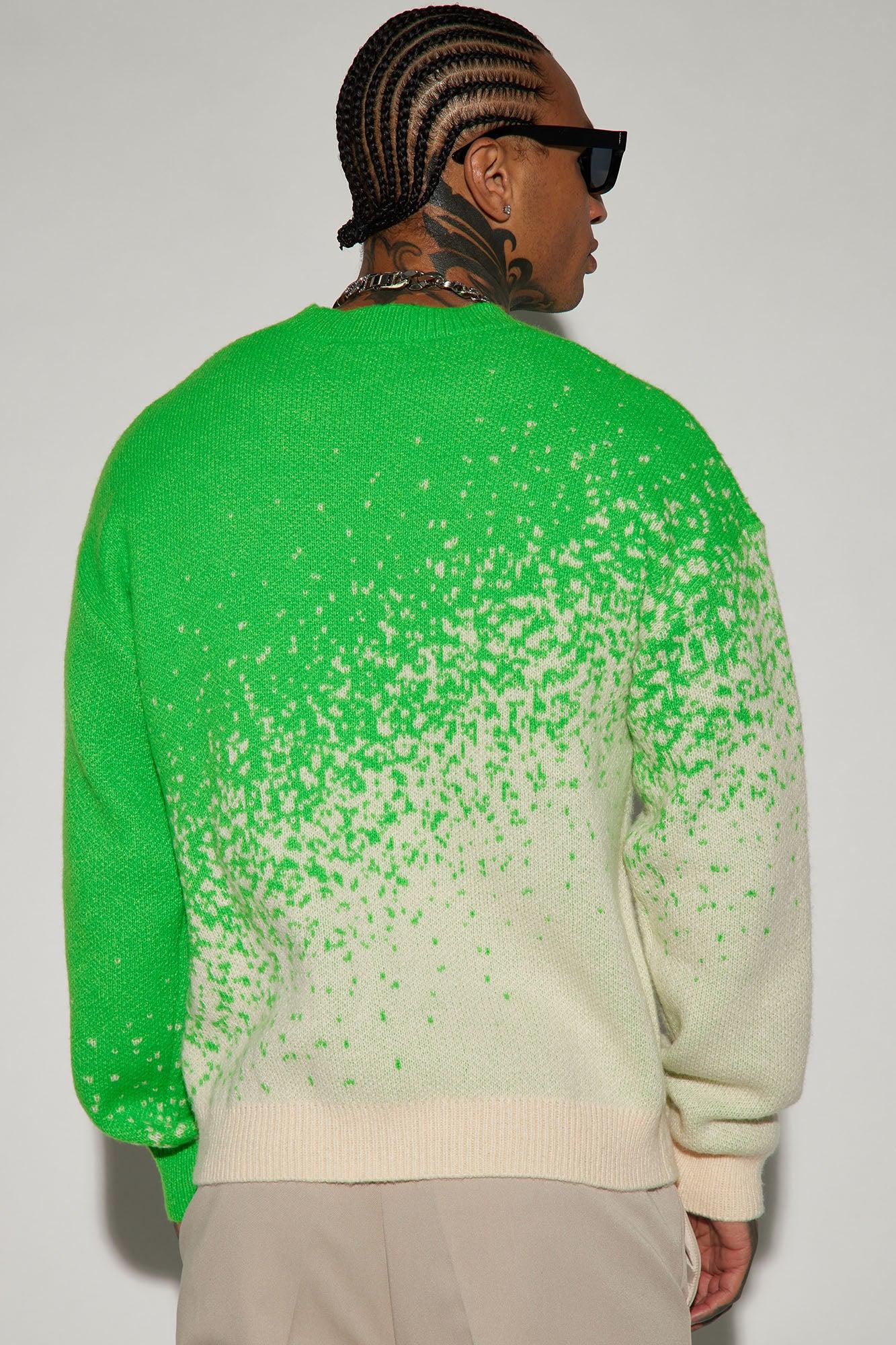 Two Tone Crewneck Sweater - Green/combo Male Product Image