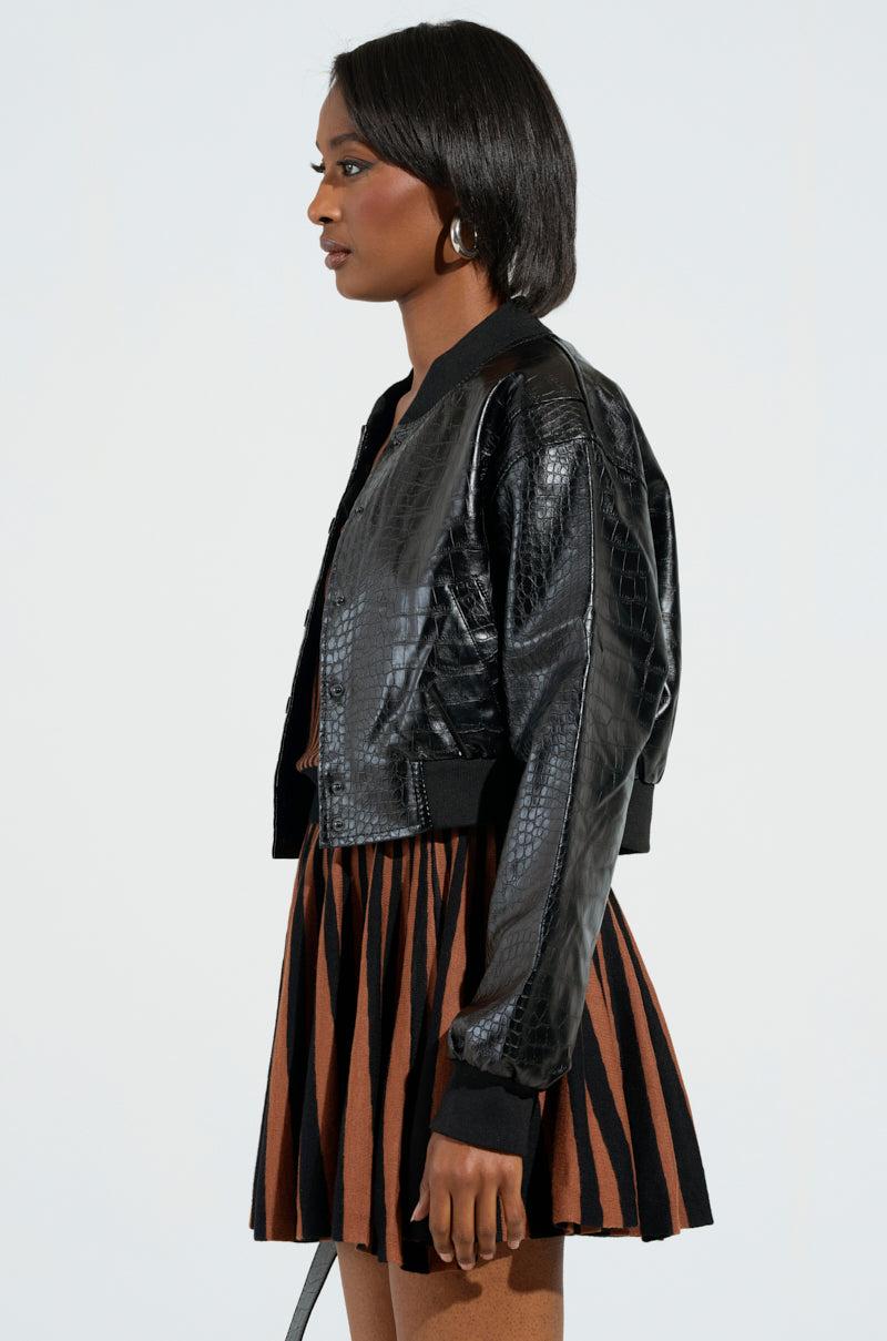 WHAT I WANT FAUX LEATHER BOMBER Product Image