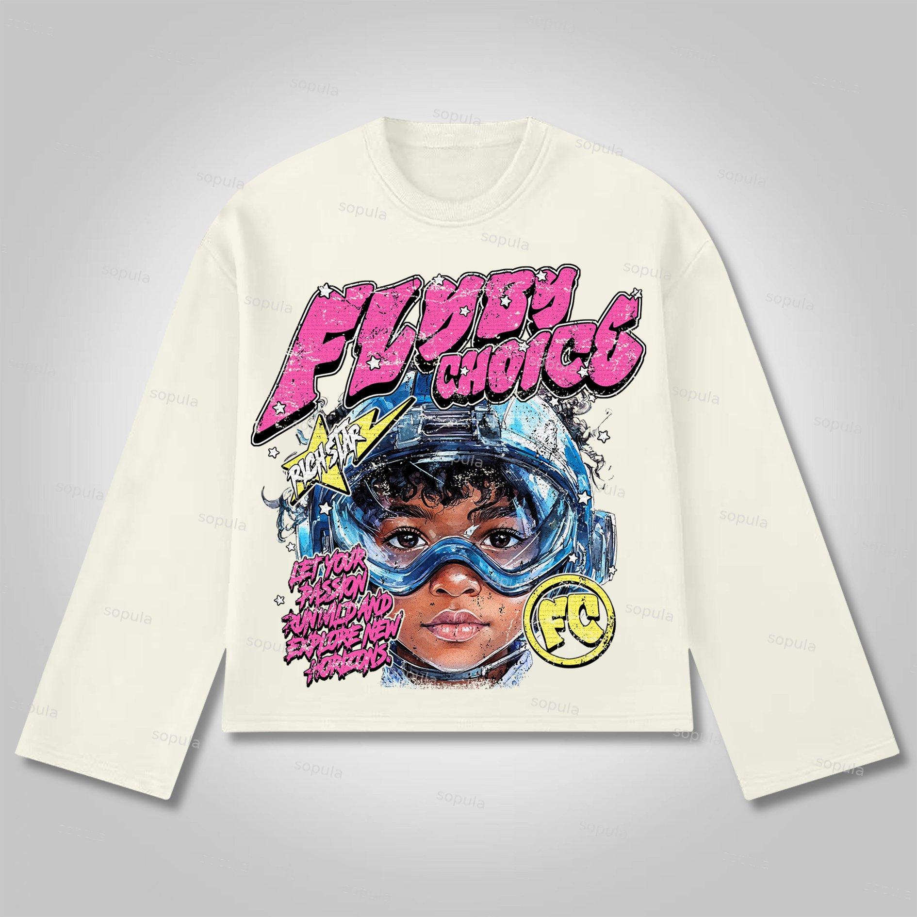 Sopula Vintage Fly By Choice Graphic Cotton Long Sleeve T-Shirt Product Image