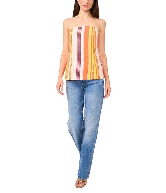 1. STATE Woven Striped Strapless Top Product Image