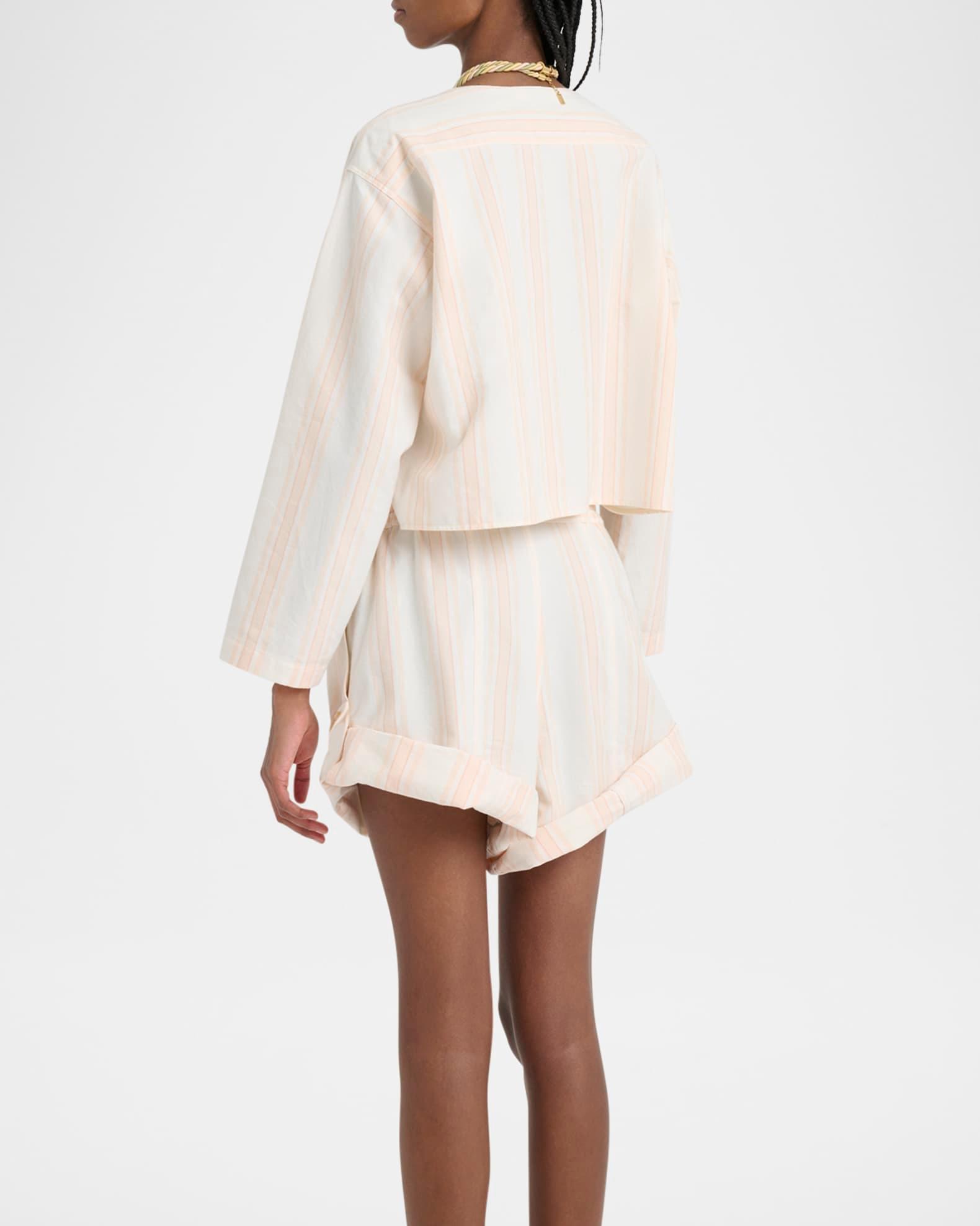 Striped Long-Sleeve Crop Top Product Image