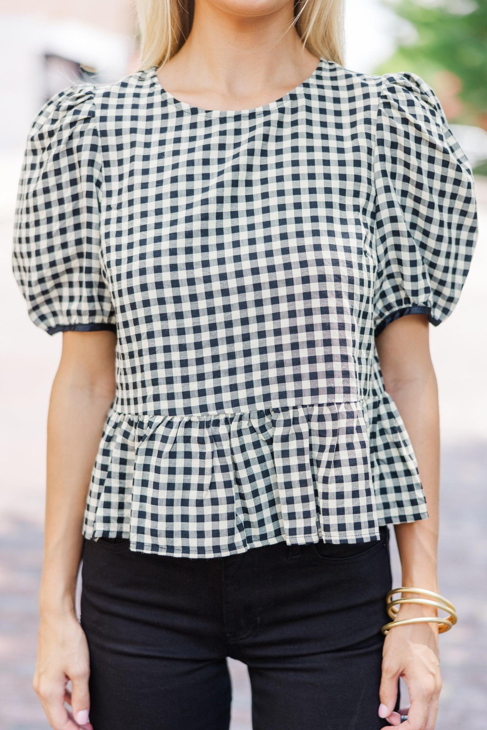 Can't Leave You Here Black Gingham Blouse Female Product Image