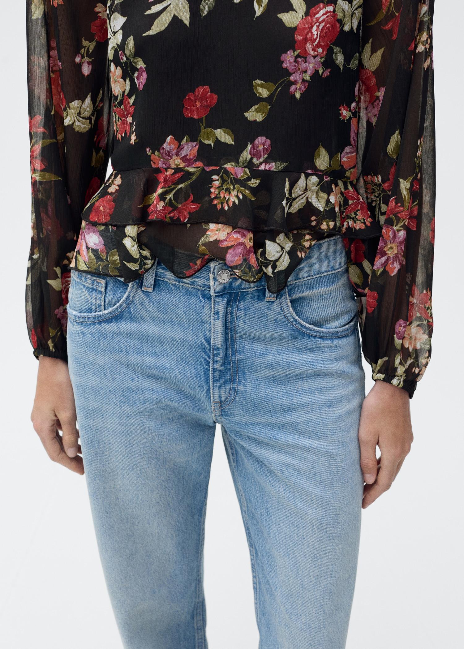 Floral ruffled blouse - Women | MANGO USA Product Image