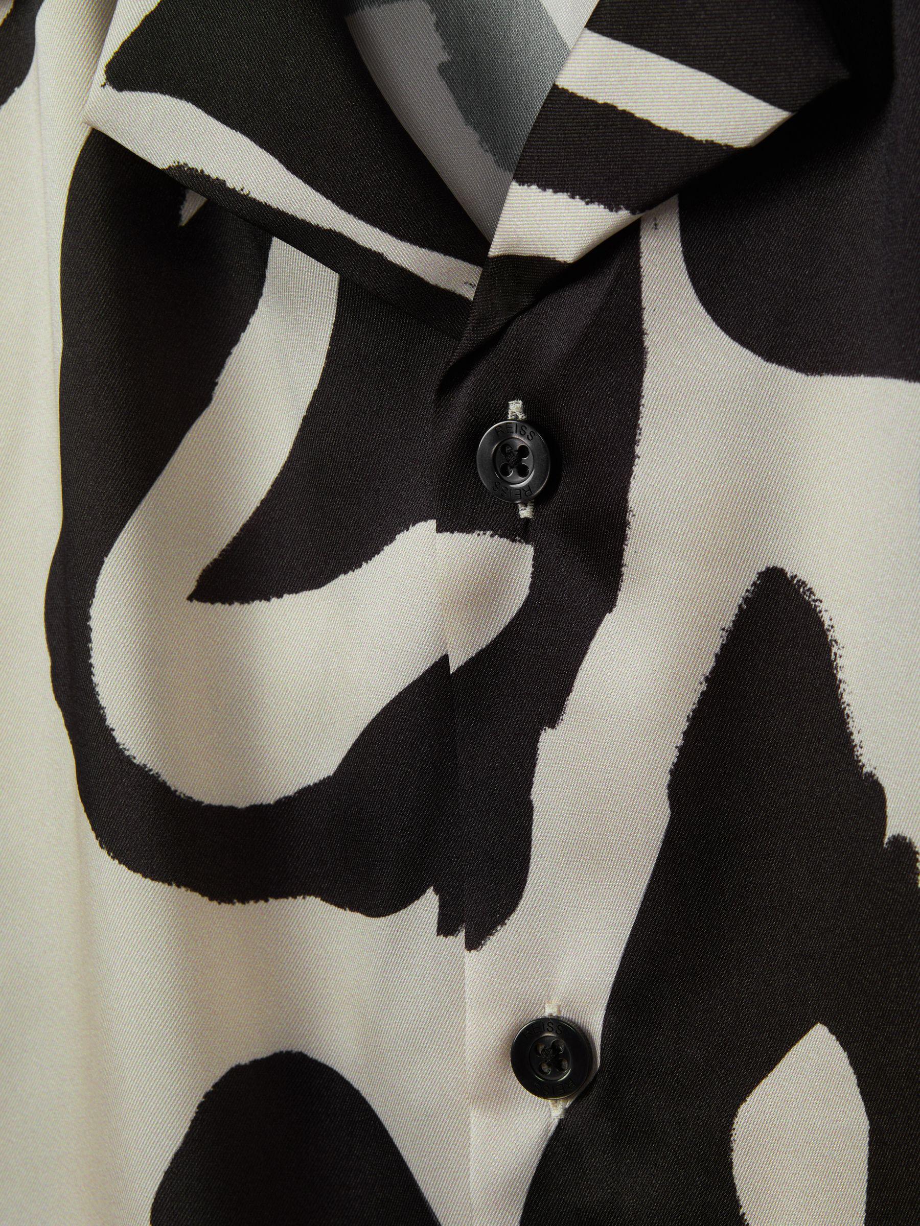 Relaxed Cuban Collar Shirt in Black/Ecru Product Image