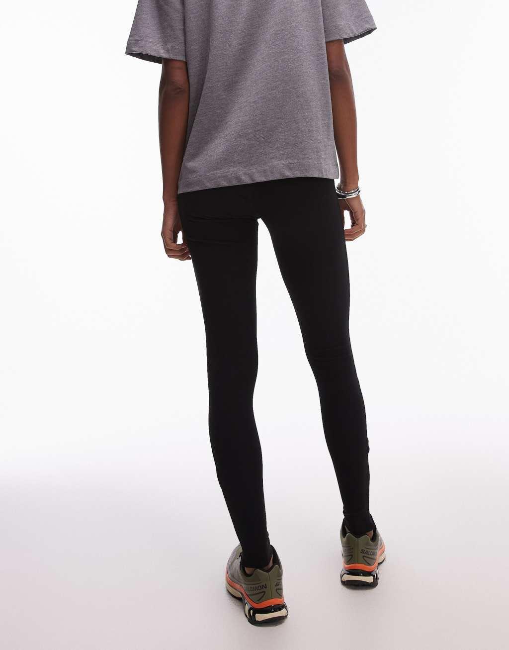 ARKET structured leggings with zip hem detail in black Product Image