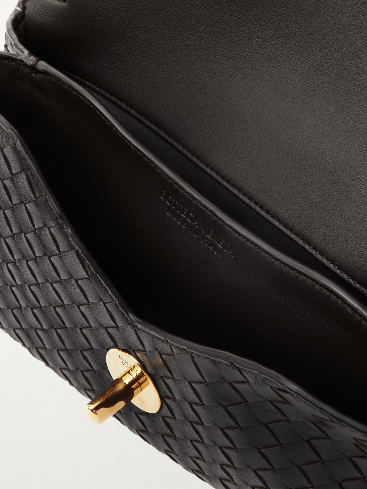 BOTTEGA VENETA Knot Lock Medium Intrecciato Leather Shoulder Bag In Brown Product Image