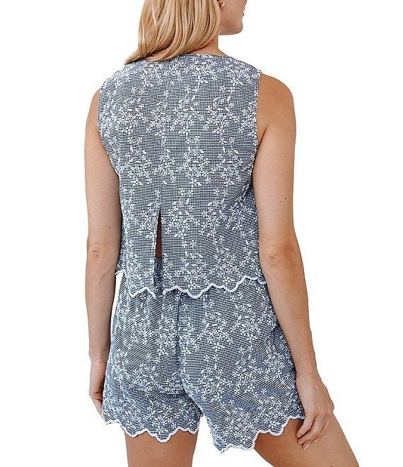 Bella Dahl Round Neck Sleeveless Floral Embroidered Coordinating Tank Product Image