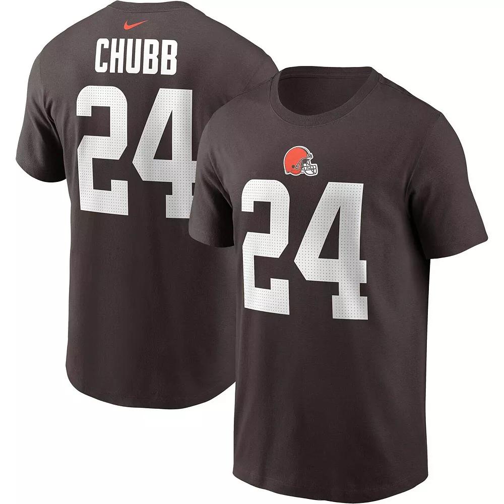 Men's Nike Nick Chubb Brown Cleveland Browns Player Name & Number T-Shirt, Size: 2XL Product Image