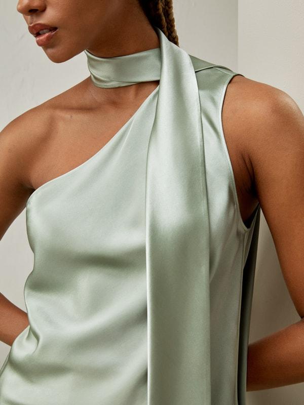 One-shoulder Top With Tassel Scarf Product Image