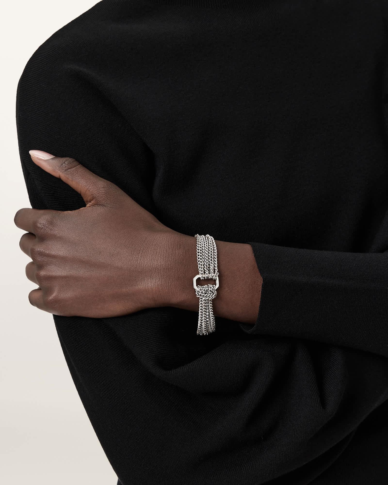 April T-Bar Bracelet WARM SILVER | ALLSAINTS US Product Image
