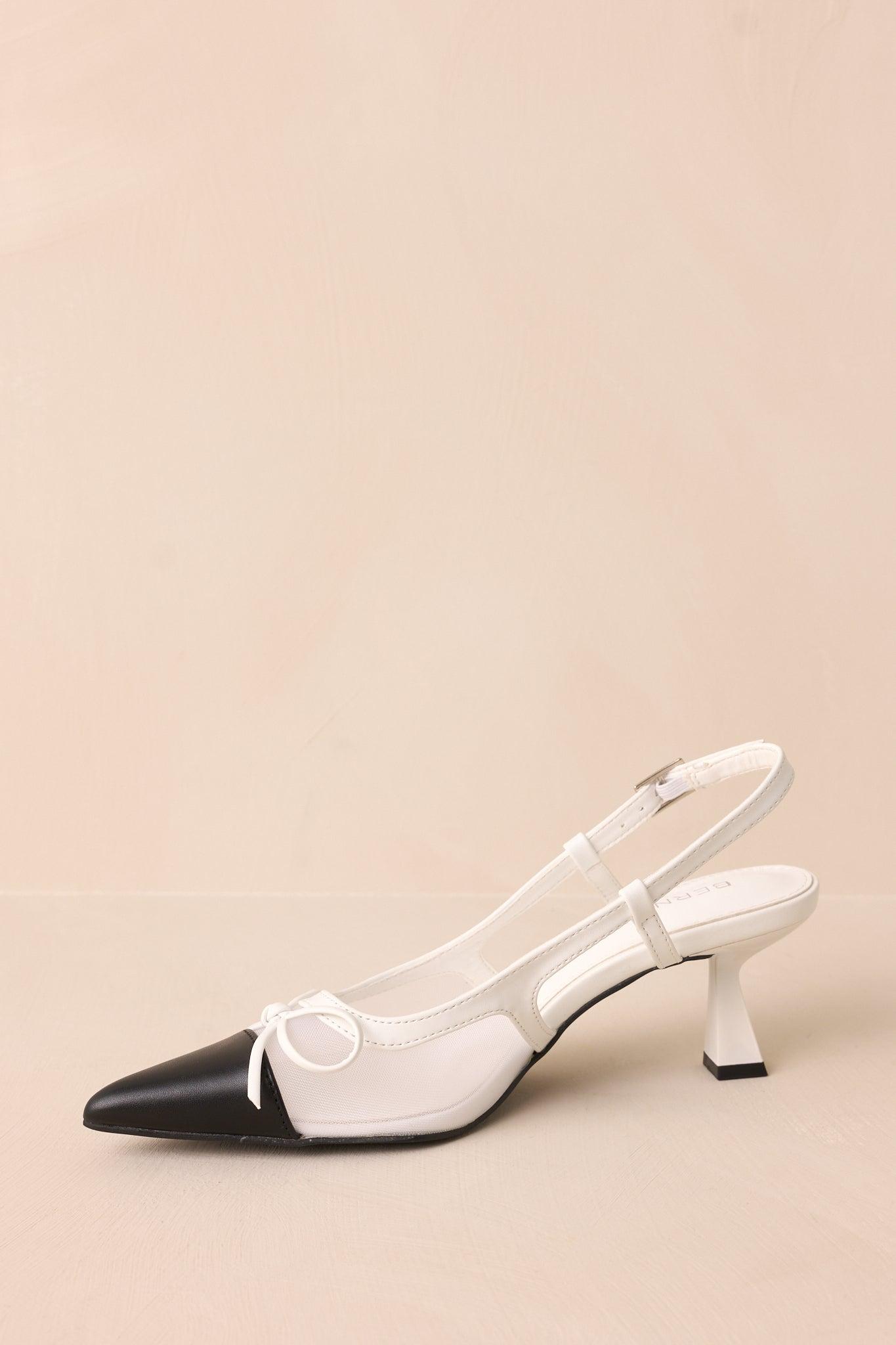 Step Stunner White And Black Kitten Heel Product Image