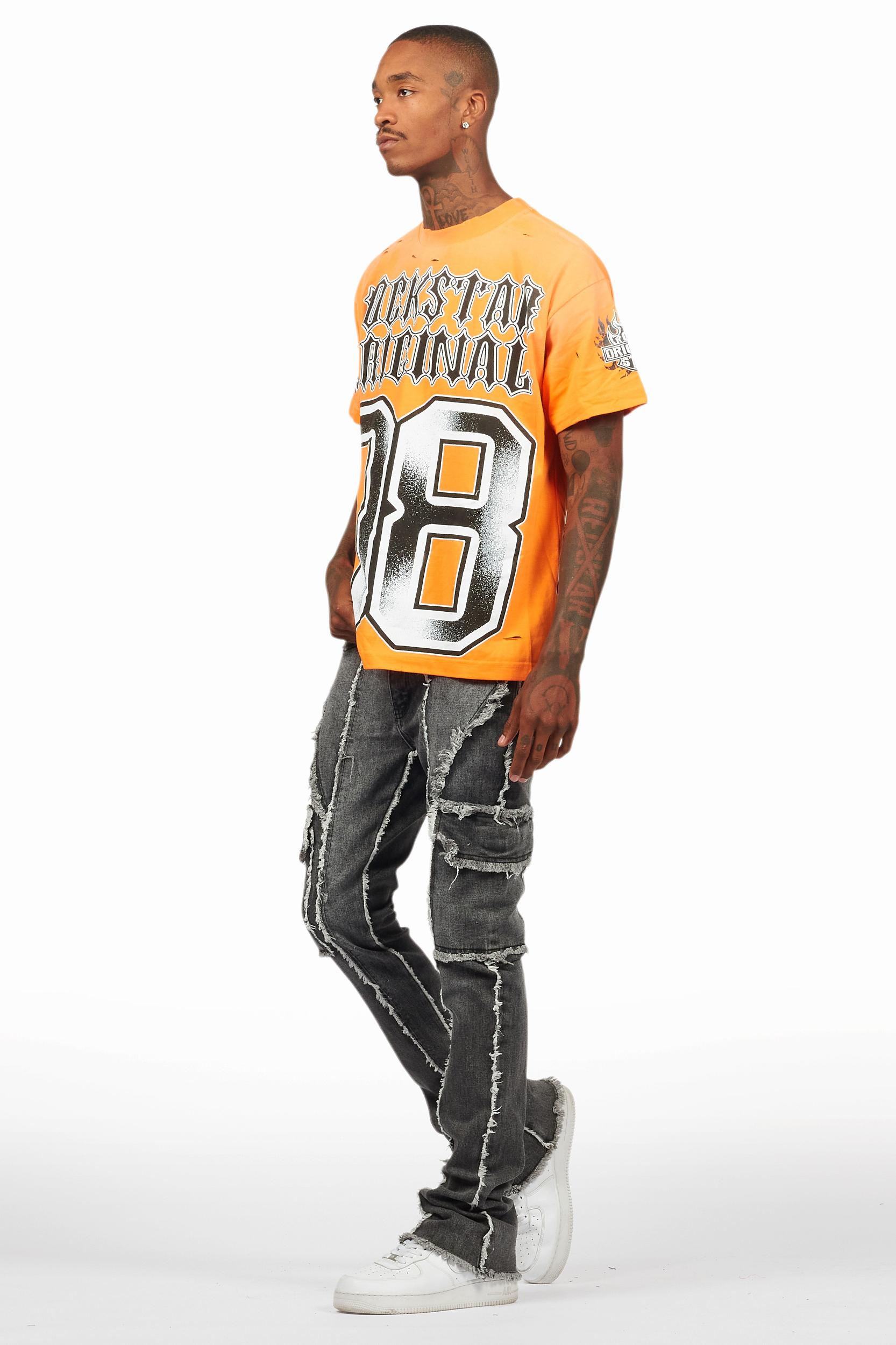 Revved Dark Grey Stacked Flare Jean Male Product Image