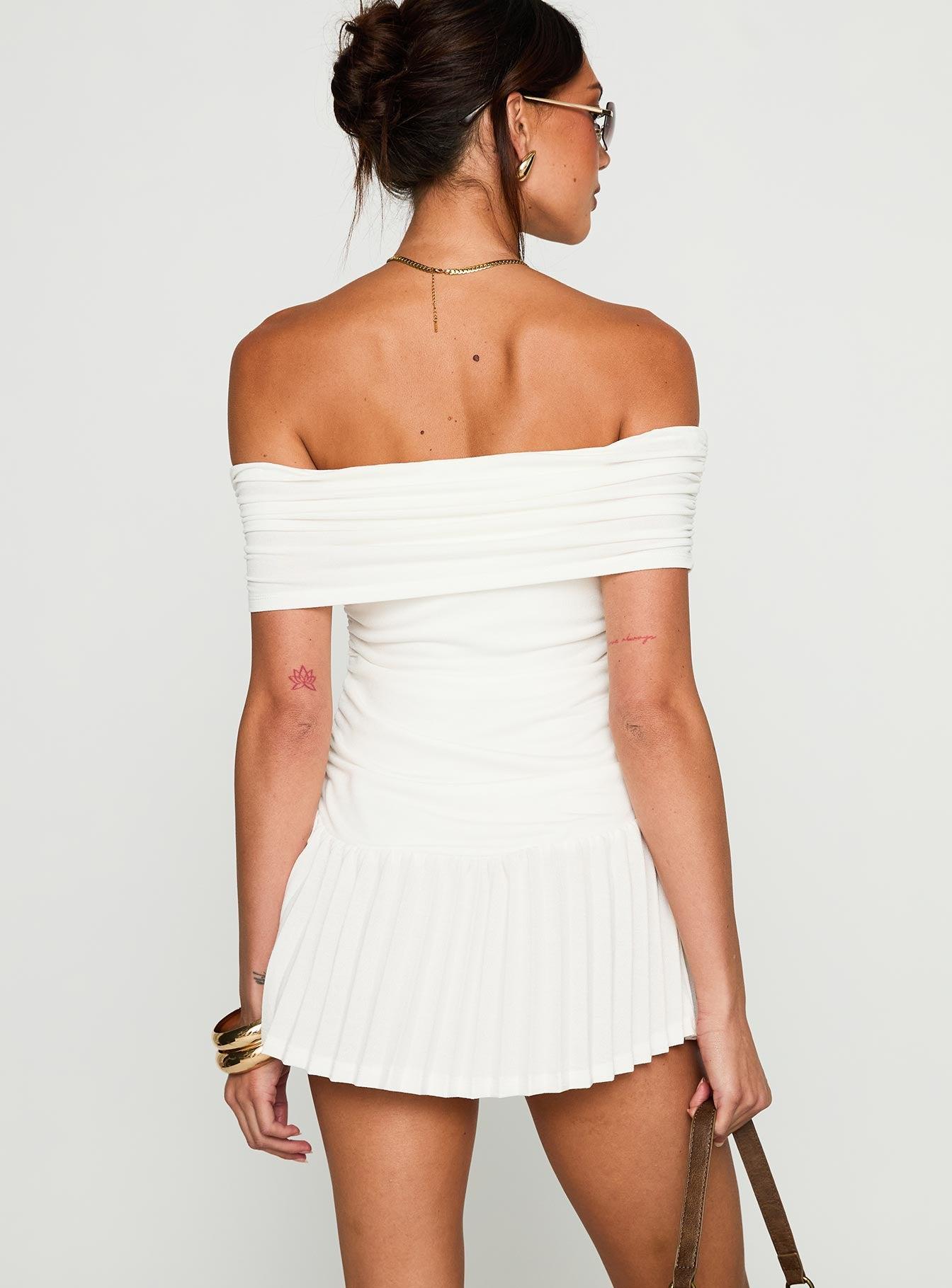 Lucianne Off The Shoulder Mini Dress White Product Image