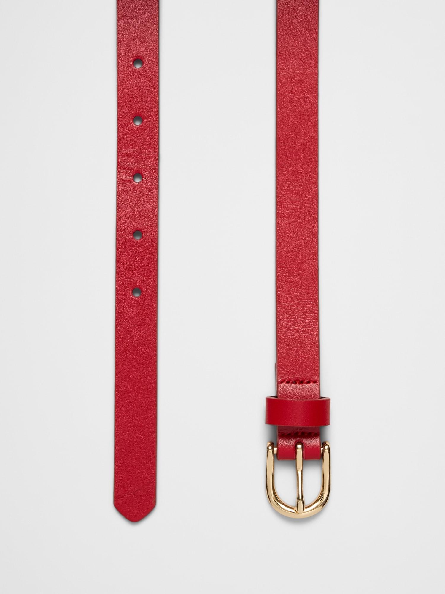 Leather Red Skinny Belt Product Image