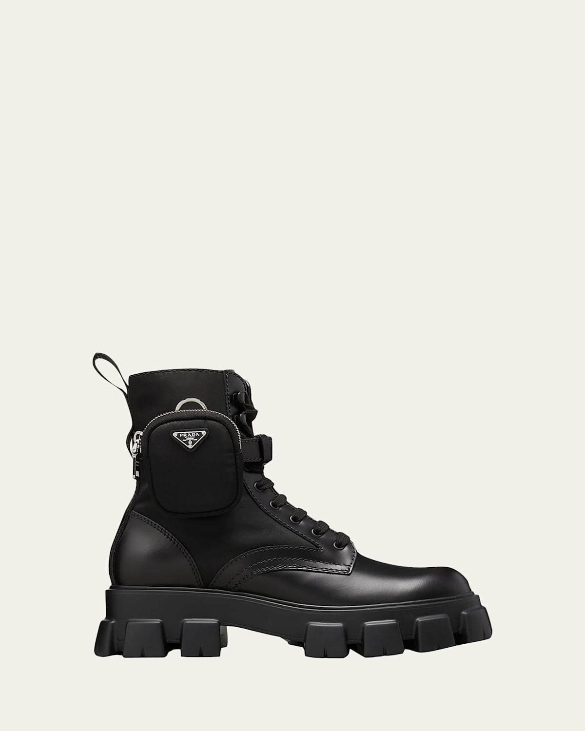 Men's Re-Nylon & Leather Zip Pocket Combat Boots Product Image
