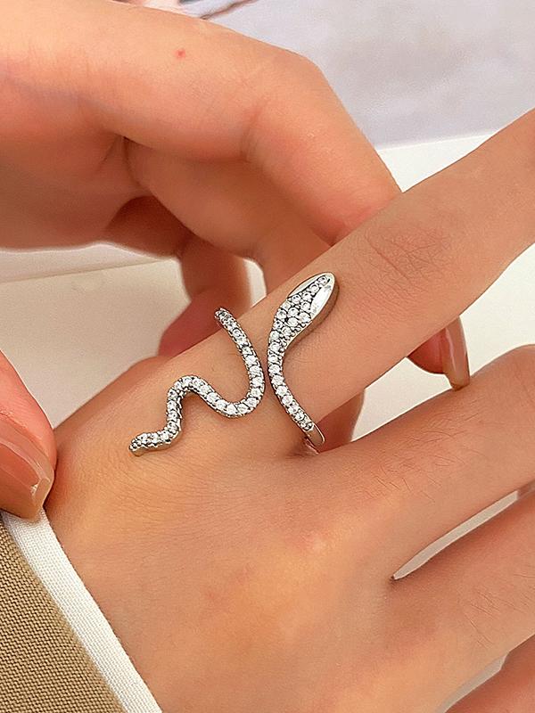Rhinestone Snake Shape Solid Color Rings Accessories Product Image
