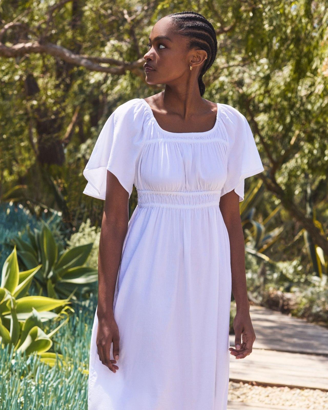 Womens Flutter-Sleeve Dress in Stretch Linen by Everlane Product Image