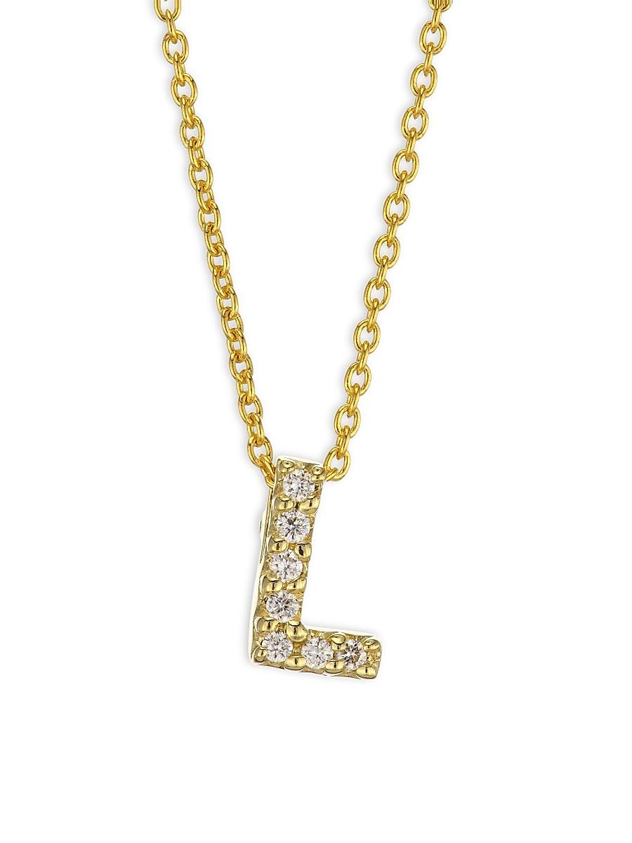 Womens Tiny Treasures Diamond & 18K Yellow Gold Initial Necklace Product Image