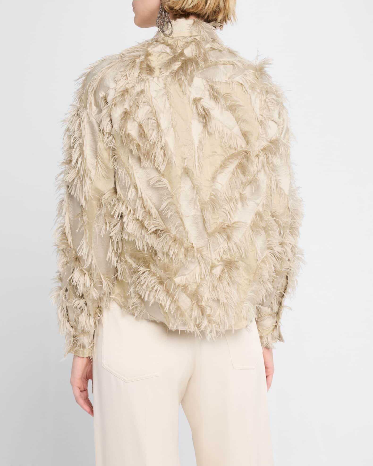 Fringed Fil Coupe Jacquard Bomber Jacket Product Image