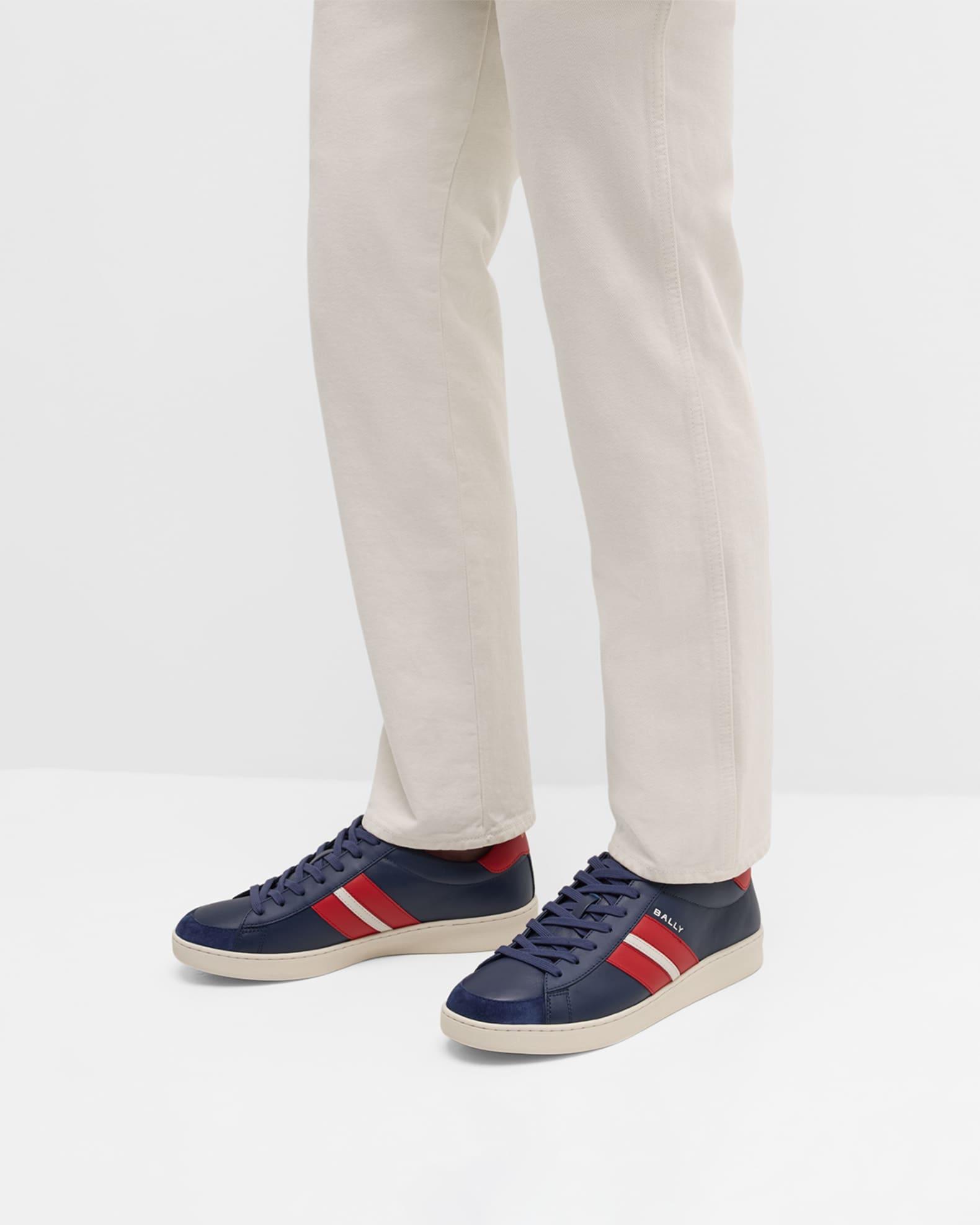 Men's Low-Top Leather Tennis Sneakers Product Image