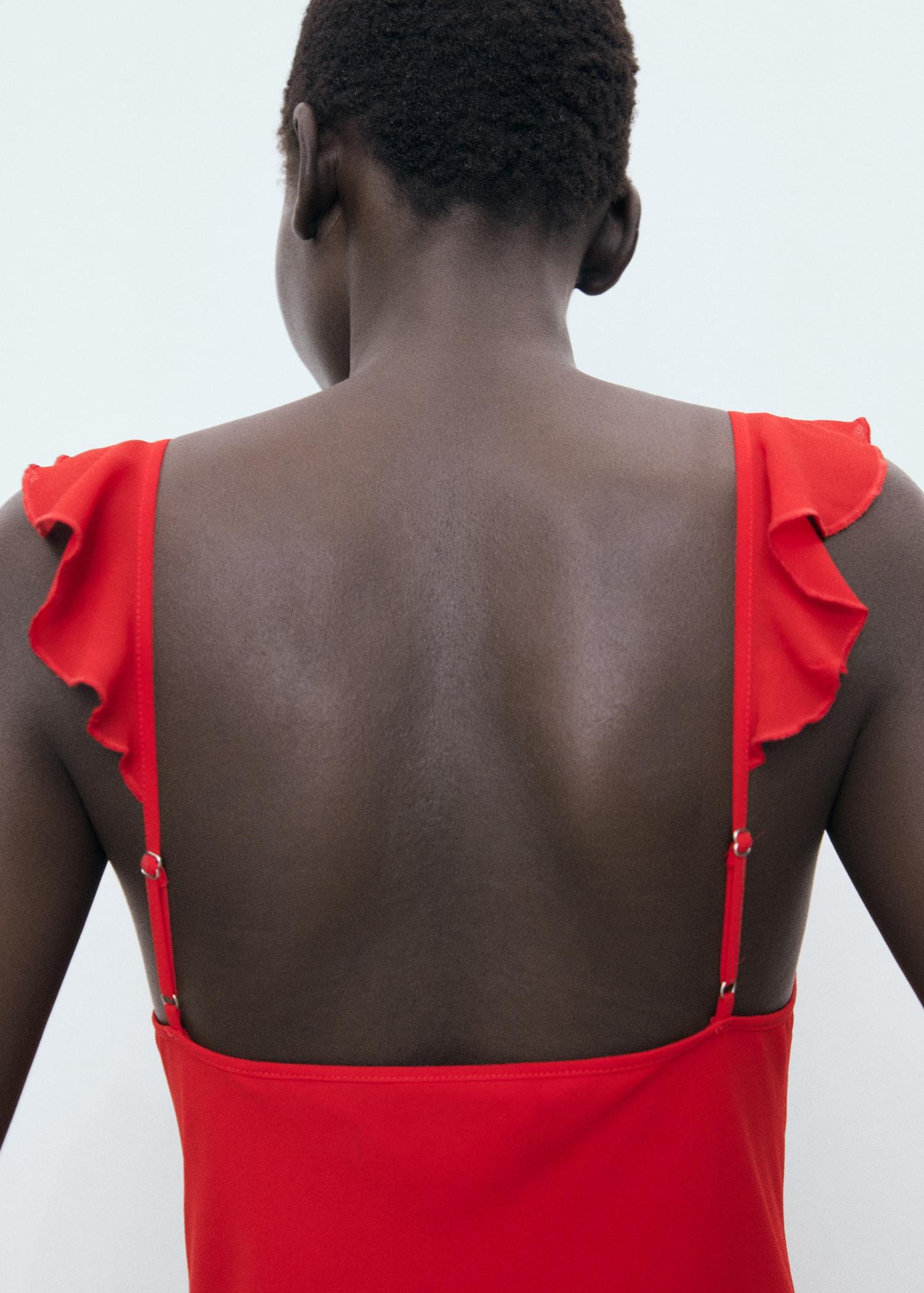 Midi dress with flounce neckline - Women | MANGO USA Product Image