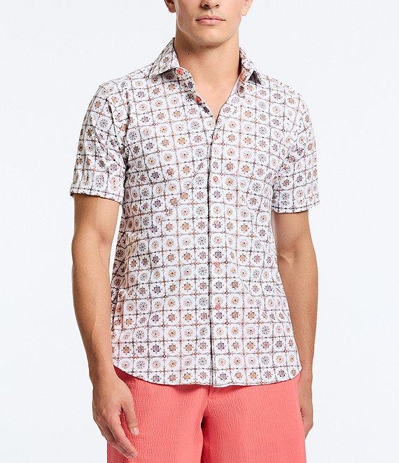 Robert Graham Kai Stretch Knit Short Sleeve Woven Shirt Product Image