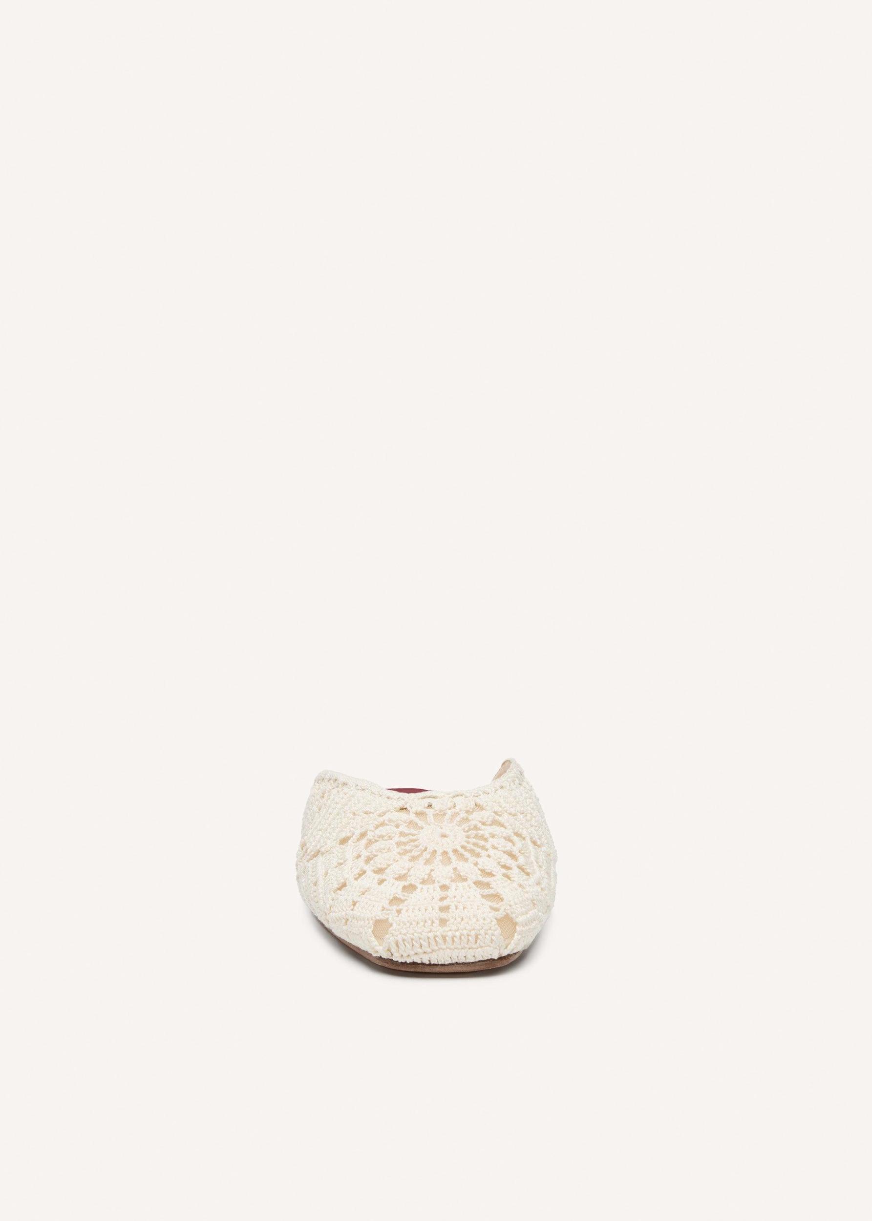 Crochet flat mules in cream Product Image