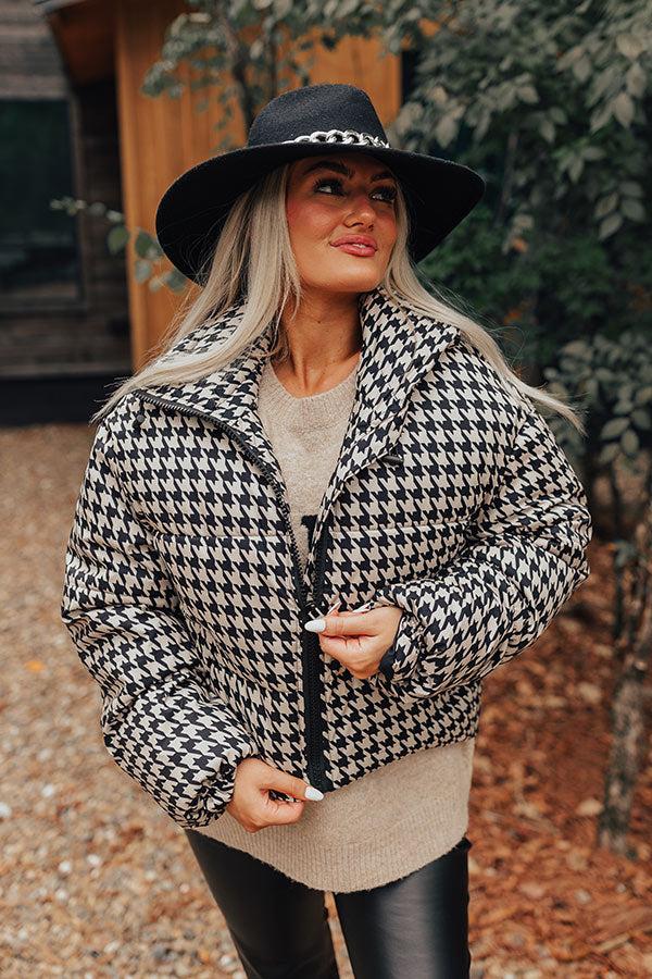 On The Way Houndstooth Puffer Jacket Product Image