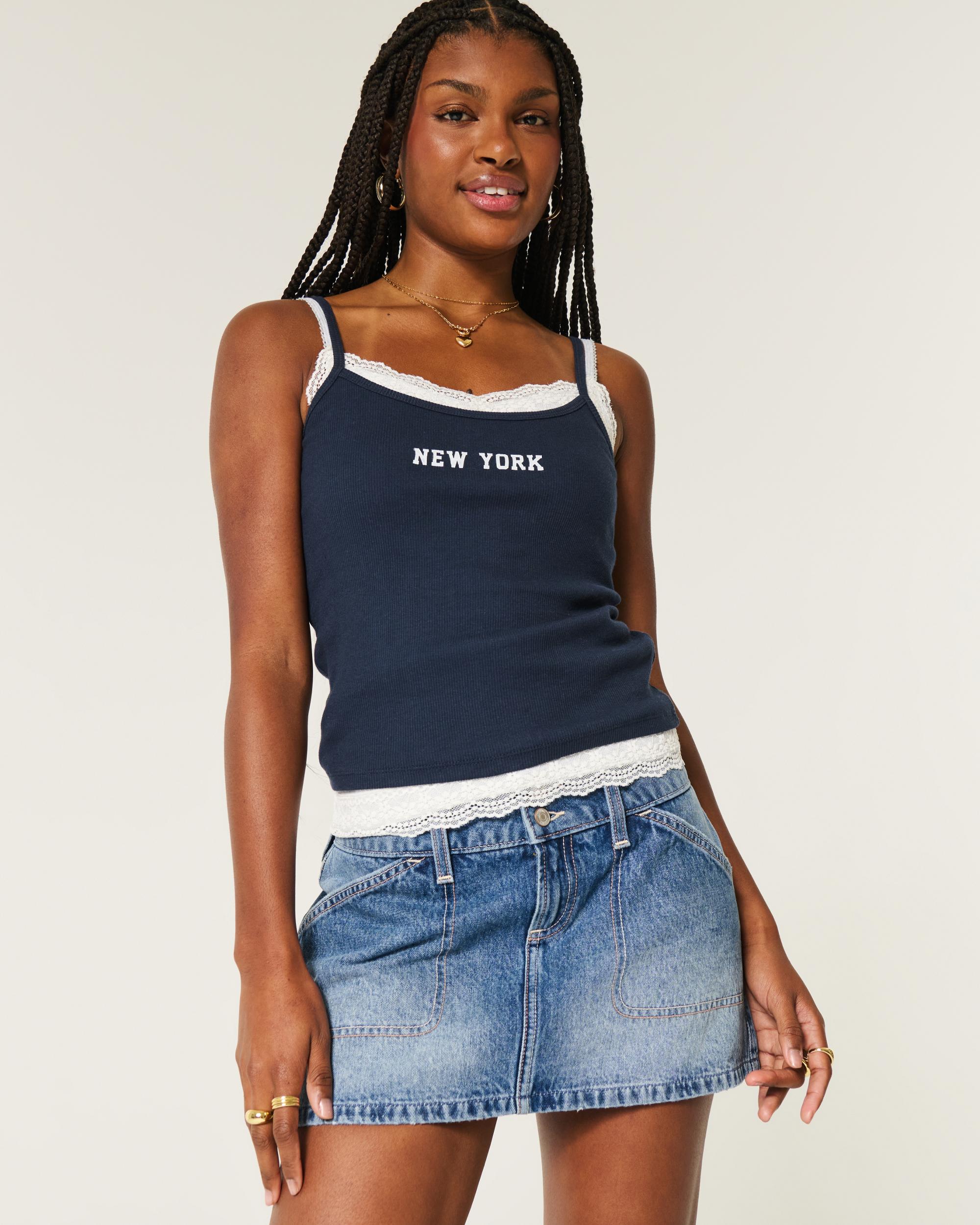 Low-Rise Y2K Chop Pocket Denim Mini Skort Product Image