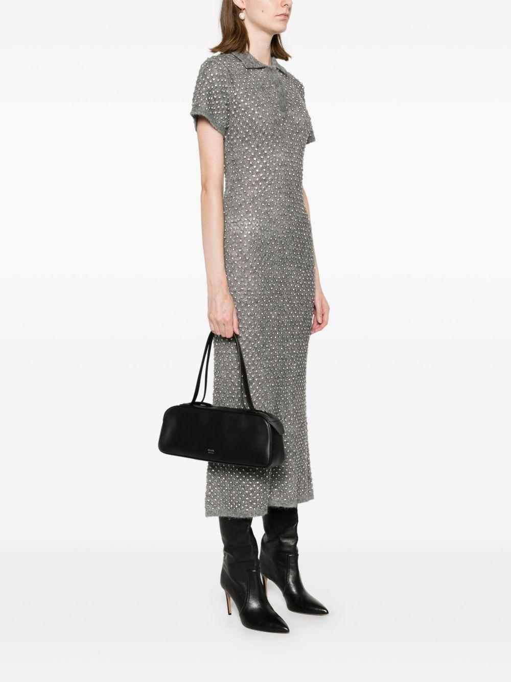 KHAITE Simona Crackle Patent Leather Shoulder Bag In Black Product Image