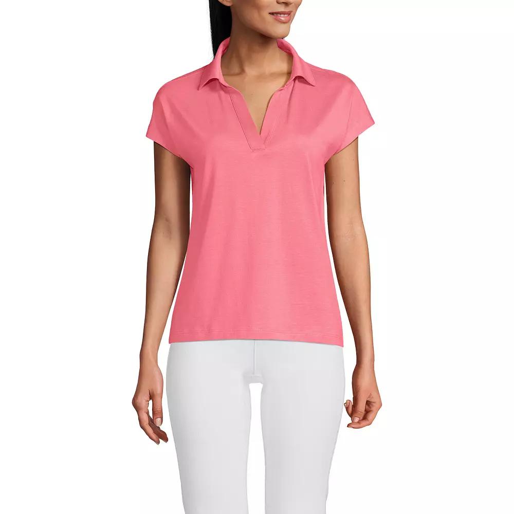 Women's Lands' End Johnny Collar Short Sleeve Polo,  Product Image