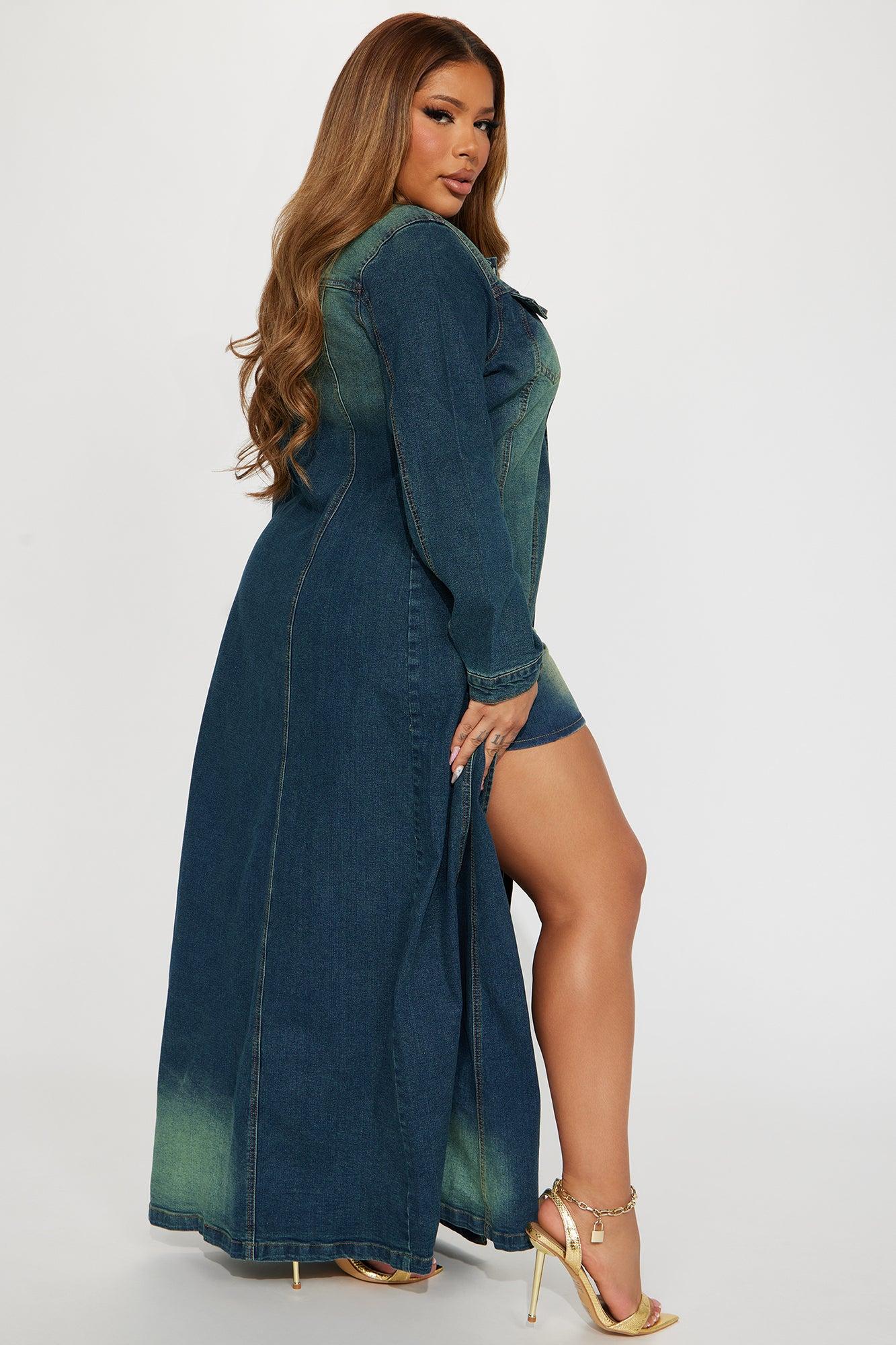 Follow My Lead Denim Trench - Dark Wash Female Product Image