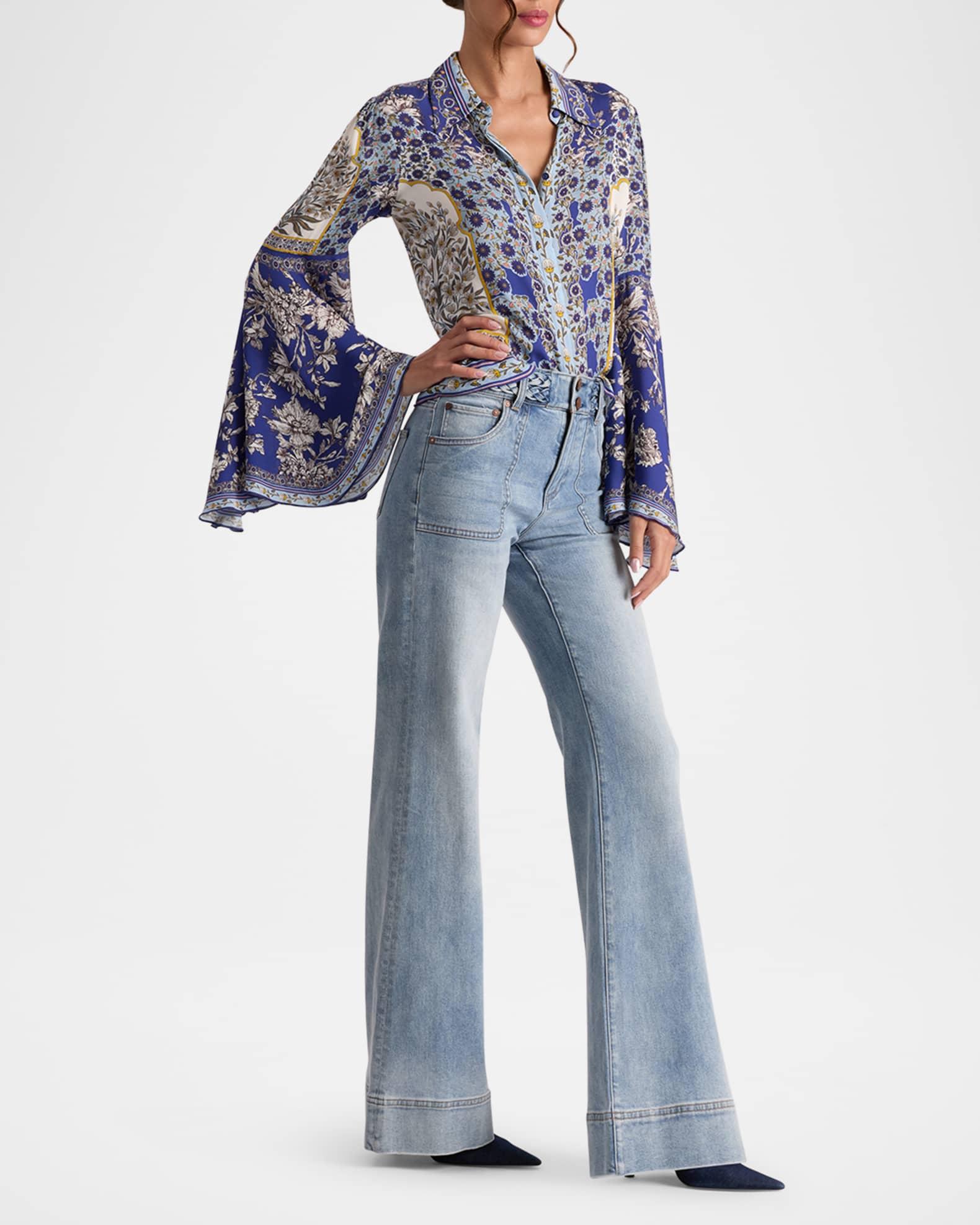 Willa Forevermore Fitted Bell-Sleeve Placket Top  Product Image