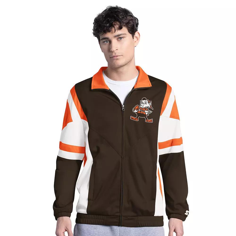 Men's Starter  Brown Cleveland Browns Contender Vintage Logo Full-Zip Track Jacket, Size: Large Product Image